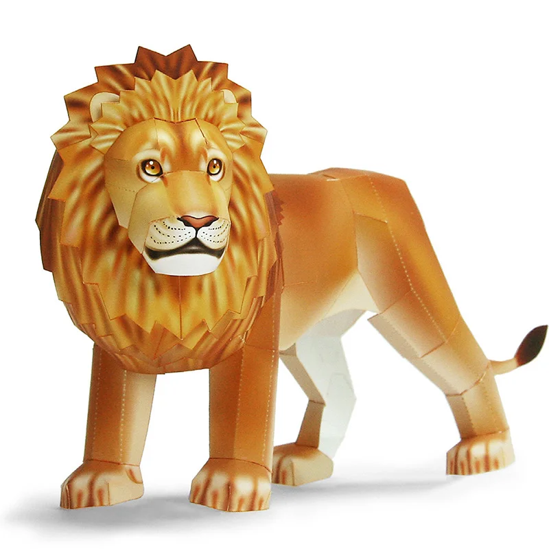 Art Craft Lion - 子供と大人のためのペーパーモデルペーパークラフト動物フィギュア、手作りクラフトおもちゃ、ミニかわいいライオン、折り紙アート、DIY、かわいい、QD-250