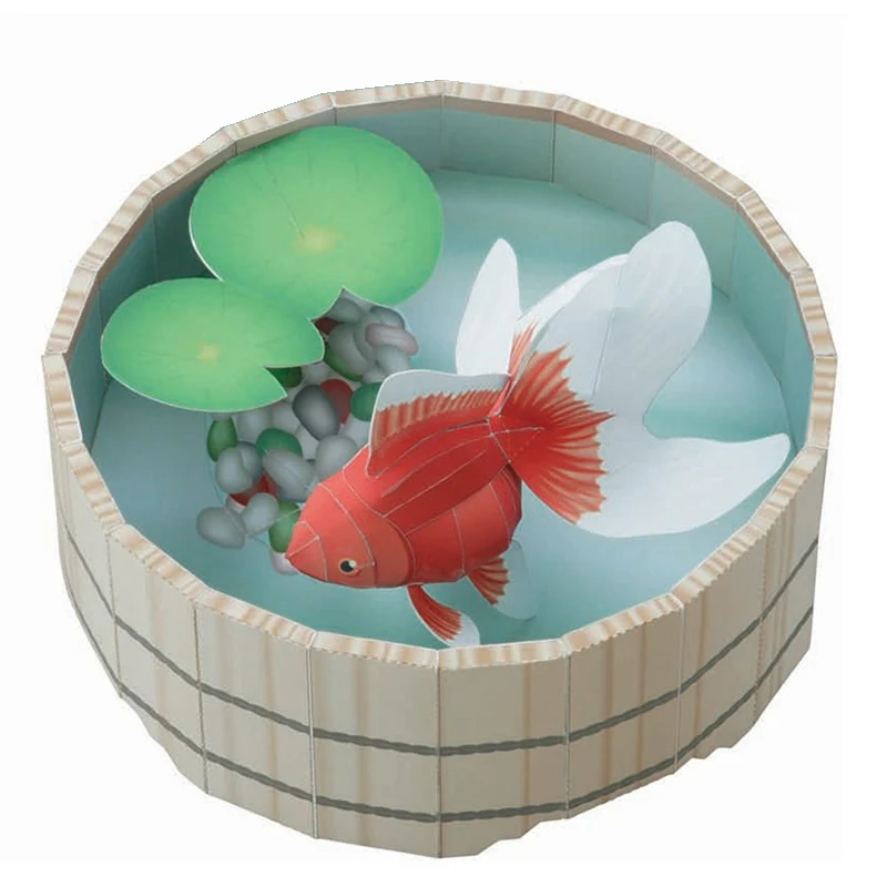 Art Craft Cardboard - ミニ3D折りたたみ紙モデル、金魚、折り紙アート、ペーパークラフト動物フィギュア、子供と大人、手作りクラフトおもちゃ、QD-276