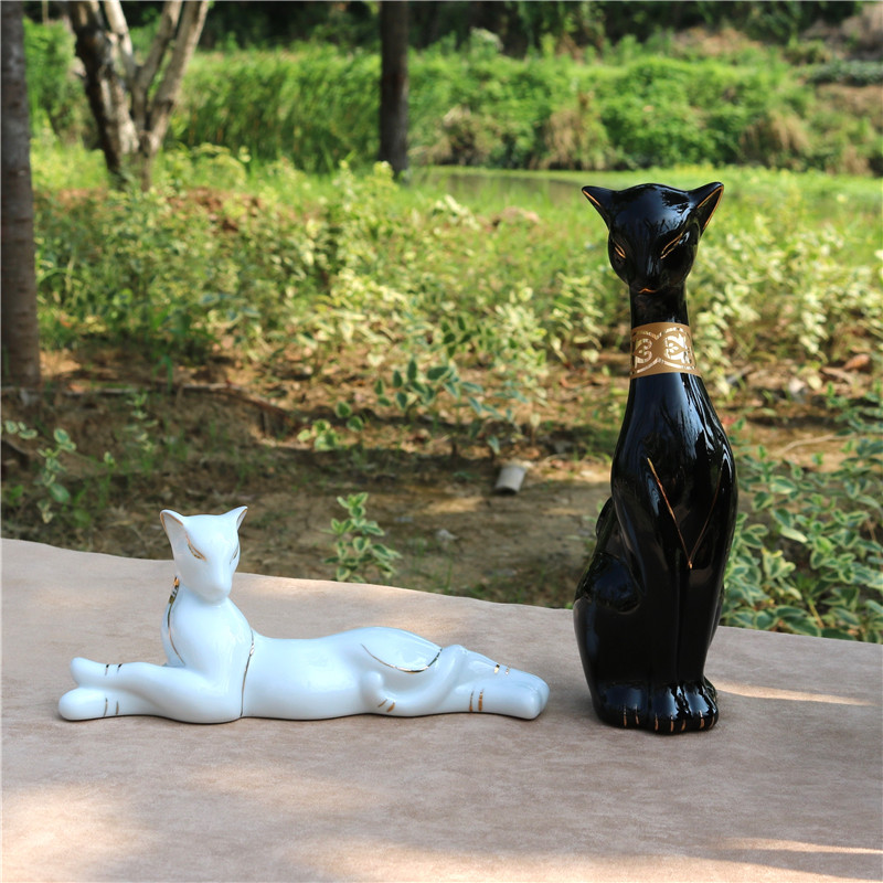 Art Craft Cat - 抽象磁器女神バステト猫彫刻古代陶器エジプトピラミッド像マスコット装飾装飾アートとクラフト