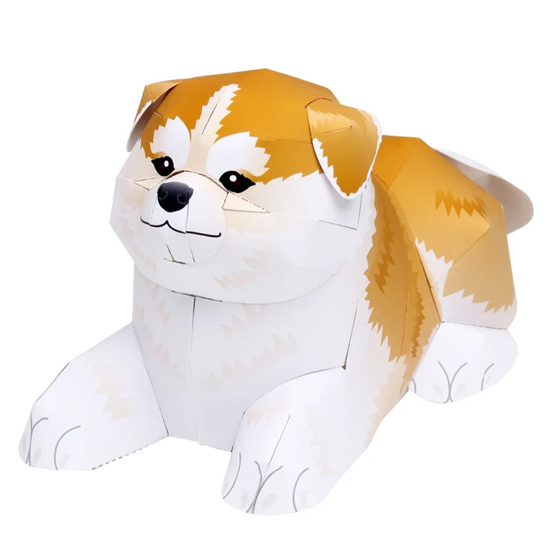 Art Craft Cardboard - アキタ折りたたみ柴犬紙、手作り折り紙アート、ミニかわいい3D紙モデル、ペーパークラフト動物、DIY子供と大人のクラフトおもちゃ、QD-056