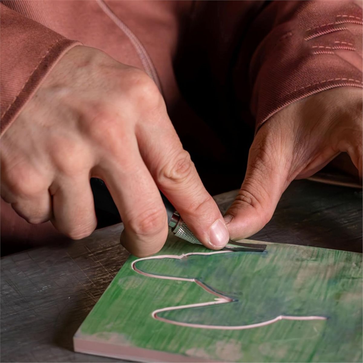 Linocut Carving Tool - 2セットのリノリウム彫刻ツールカッターキット-6種類のブレード付き、リノカットスタンプカッティングプリント作成材料、DIY彫刻用