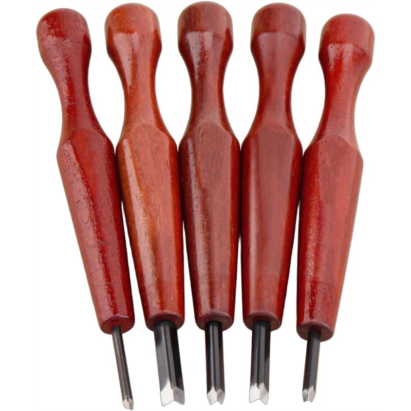 Linocut Carving Tool - A34R 三角形版画用木彫り刀 5本セット リノカット彫刻ツールセット、木彫り初心者向けV字型ナイフ
