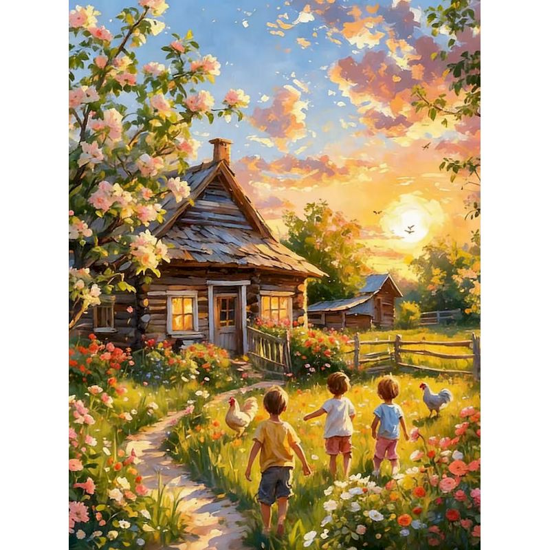 Art Craft Village - GATYZTORY 村の数字で描く絵画 大人用 工芸品 キャンバス絵画 風景工芸品