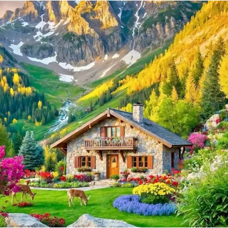 Art Craft Village - 数字で塗る壁掛けアート、塗り絵キット、村の風景、初心者向けの簡単な塗り絵、アート＆クラフト、DIYキット。