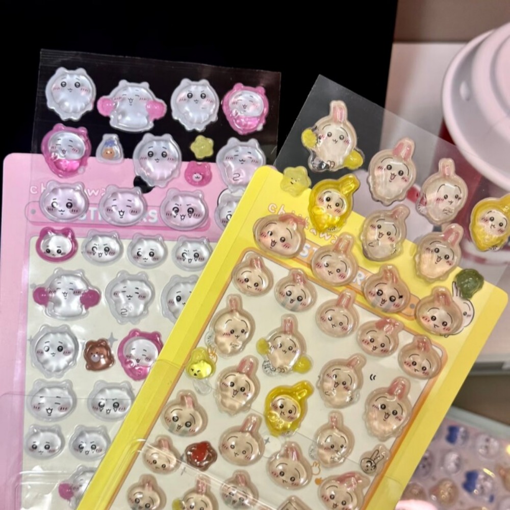 Art Craft Japan - かわいいちいかわ3DクリスタルエンボスステッカーDIYデコレーションデカール学生ジャーナルスクラップブックアートクラフトオーナメント文房具ギフトおもちゃ