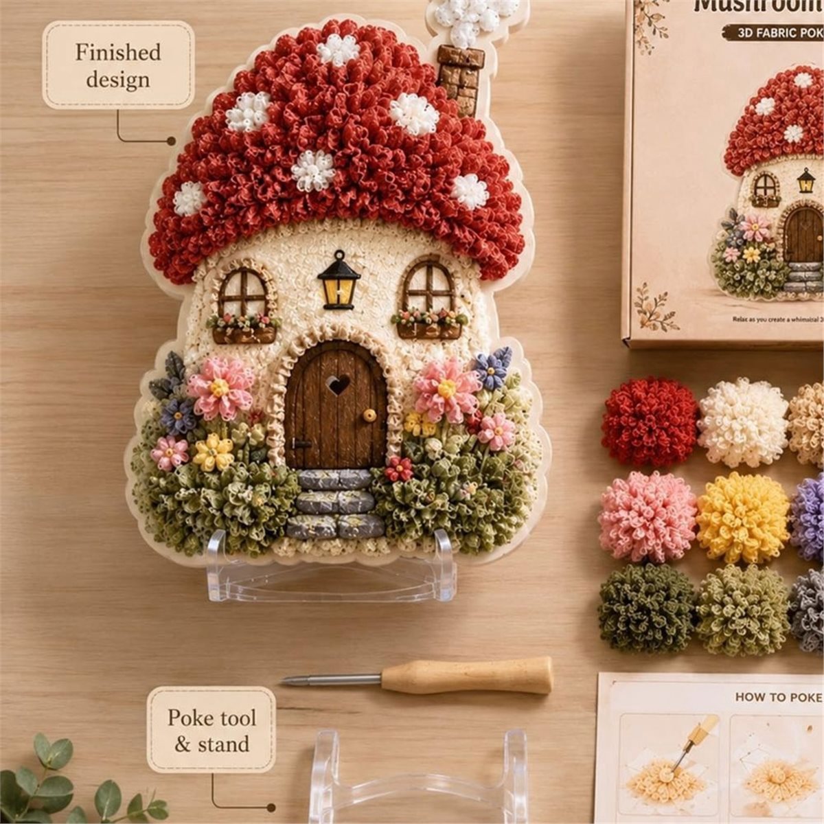ファンタジーな村の3Dファブリックポケアートキット、花柄のき - Art Craft Village のレビューと価格