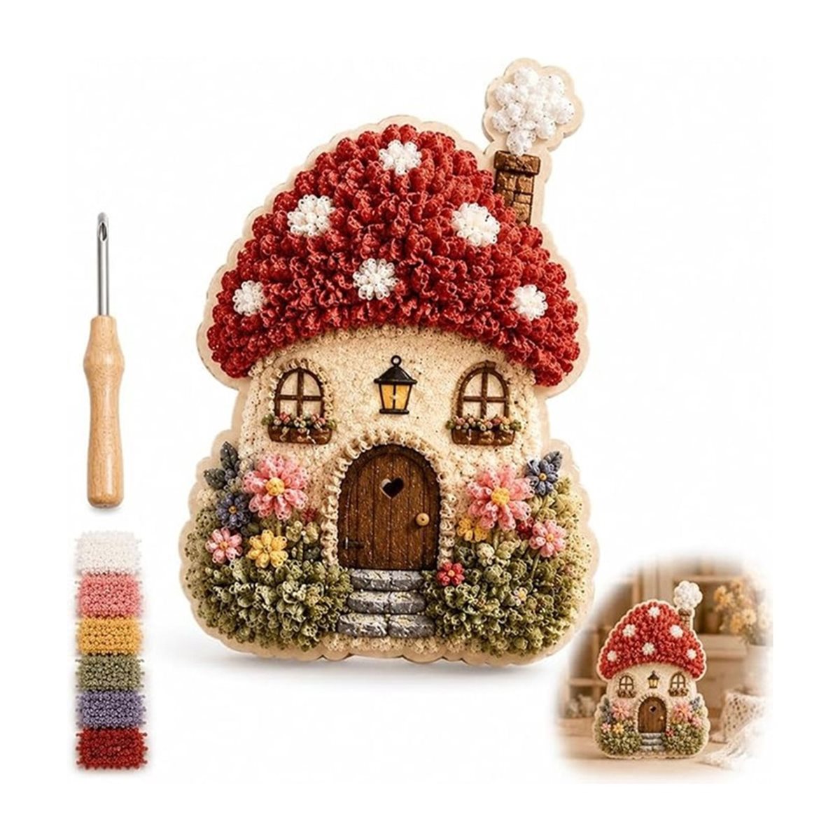 ファンタジーな村の3Dファブリックポケアートキット、花柄のき - Art Craft Village のレビューと価格