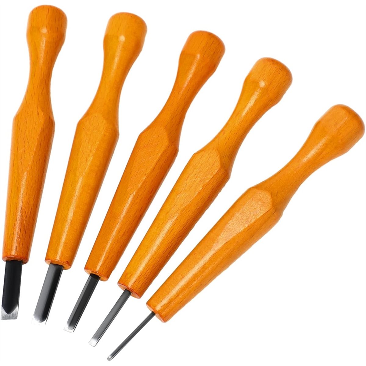 5個セット リノカット木版彫刻用ツールセット 木製+金属製 - Linocut Carving Tool のレビューと価格