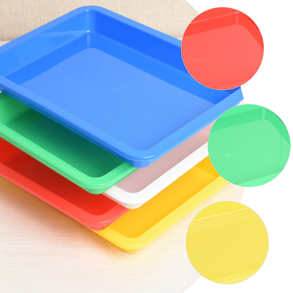 5個入り、カラフルな長方形のプラスチック製アートトレイ。家庭 - Art And Craft Studio のレビューと価格