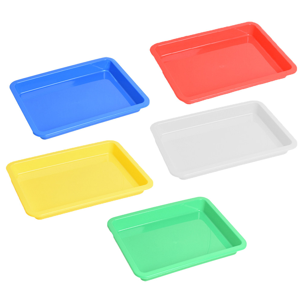 5個入り、カラフルな長方形のプラスチック製アートトレイ。家庭 - Art And Craft Studio のレビューと価格