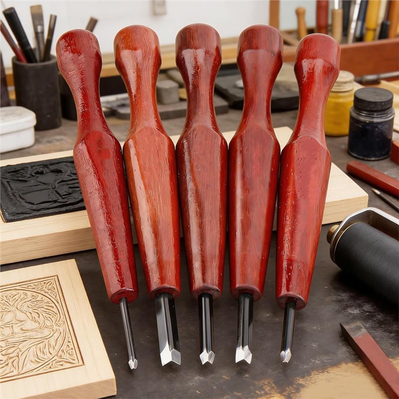 A34R 三角形版画用木彫り刀 5本セット リノカット彫刻ツ - Linocut Carving Tool のレビューと価格