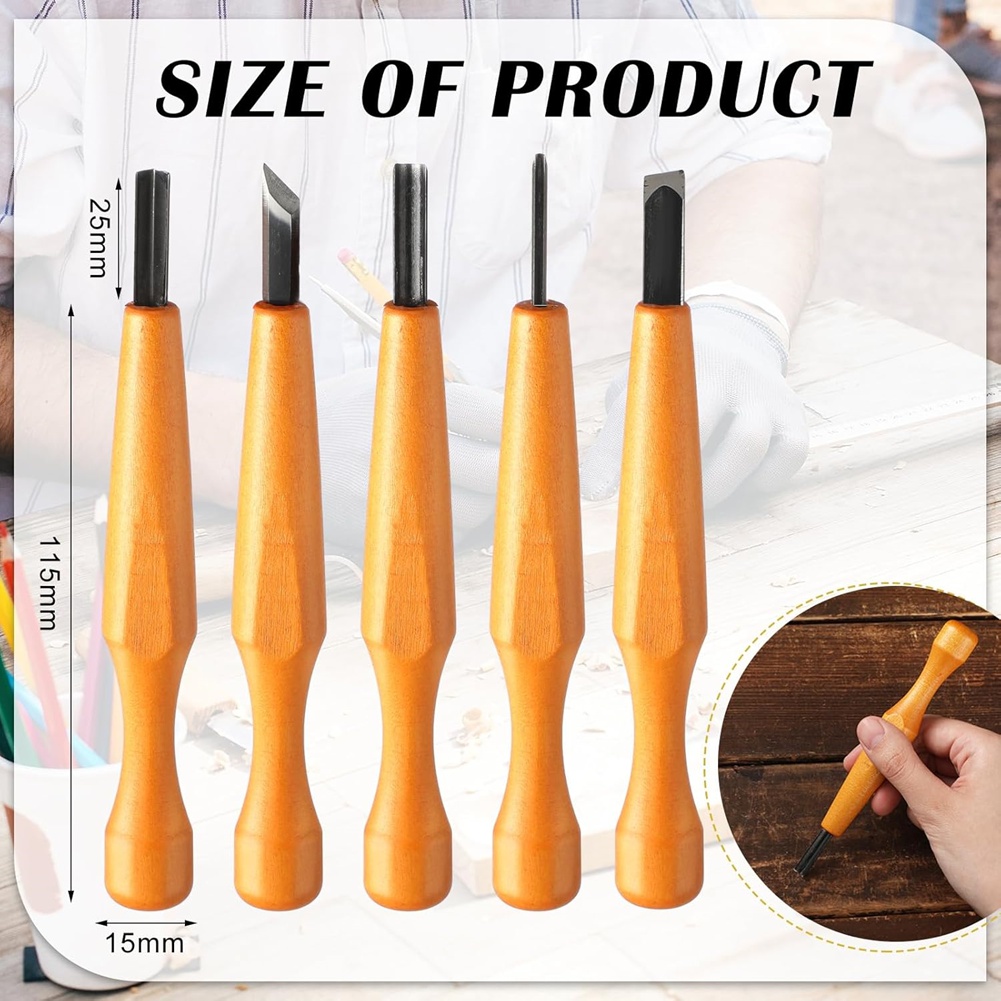 5個入り リノカット彫刻ツールセット 木彫りナイフ チゼル  - Linocut Carving Tool のレビューと価格