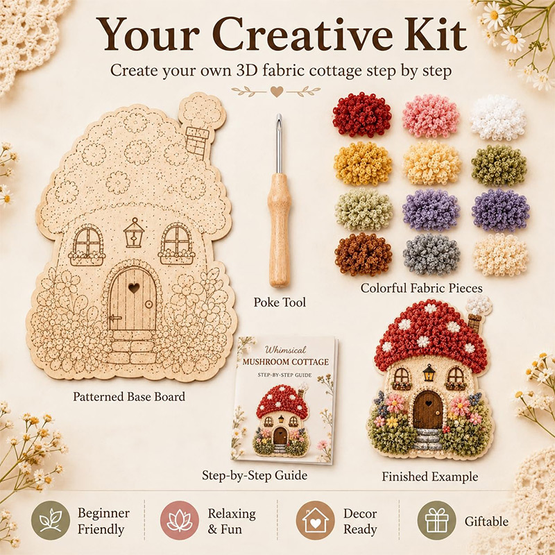 ファンタジーな村の3D布製ポケアートDIYクラフトキット 面 - Art Craft Village のレビューと価格