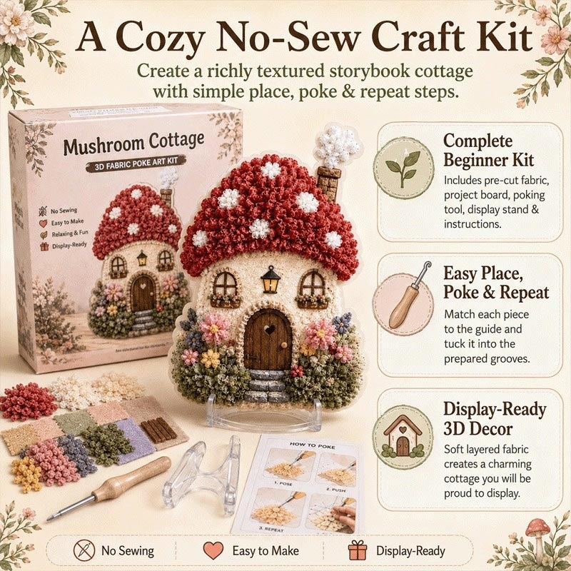 ファンタジーな村の3D布製ポケアートDIYクラフトキット 面 - Art Craft Village のレビューと価格