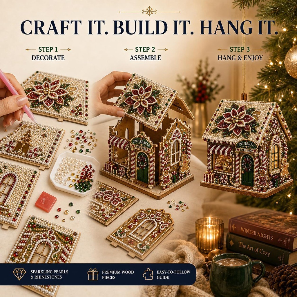 DIY 3Dクリスマス木製クラフトハウス、パールアート、ダイ - Art Craft Village のレビューと価格