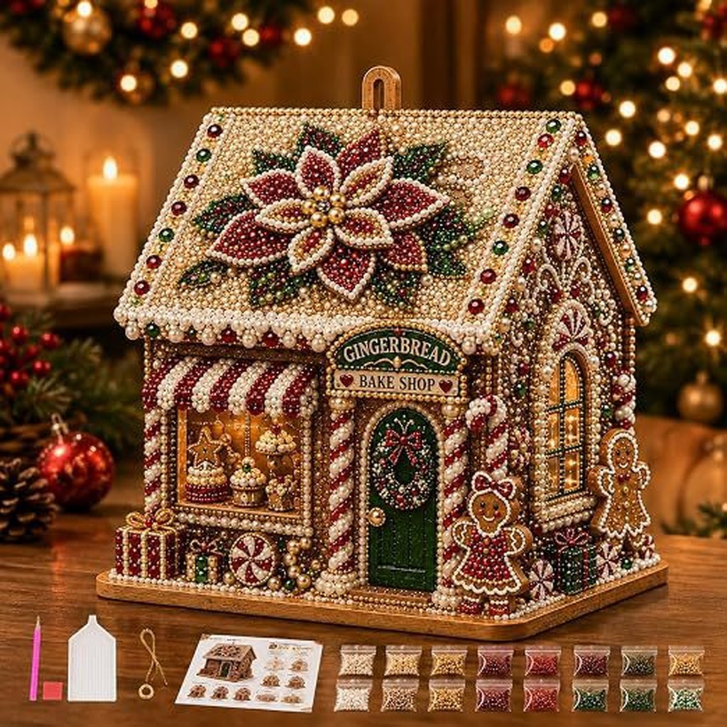 DIY 3Dクリスマス木製クラフトハウス、パールアート、ダイ - Art Craft Village のレビューと価格