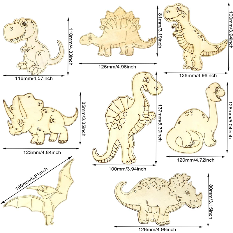 8/24ピース 未完成の木製恐竜動物レーザーカット、DIYク - Art Craft Dinosaurs のレビューと価格